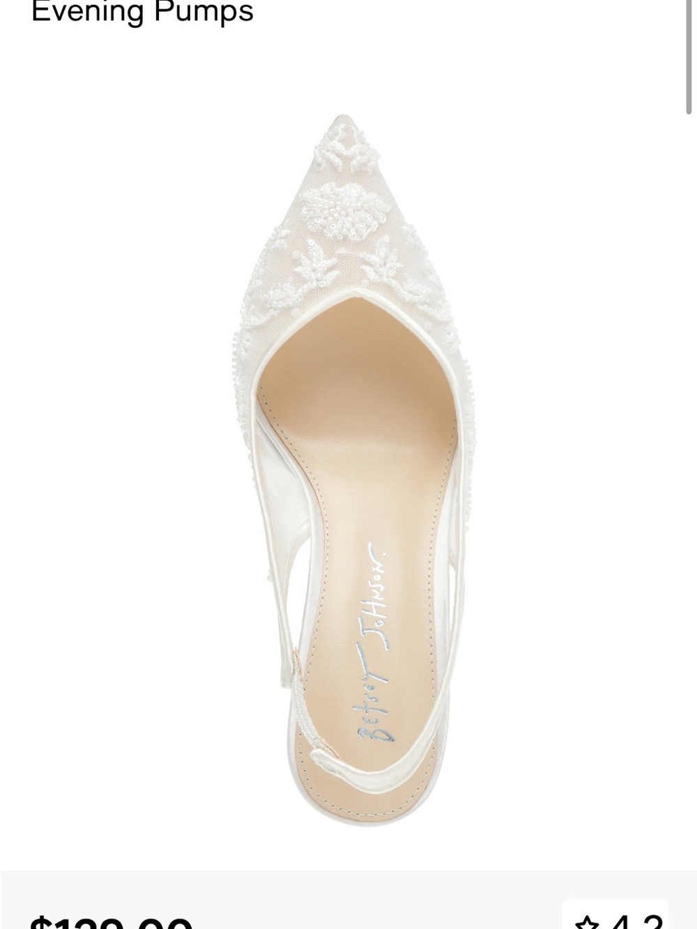 Embroidered Slingback Evening Pump in Ivory - Picture 2 of 16